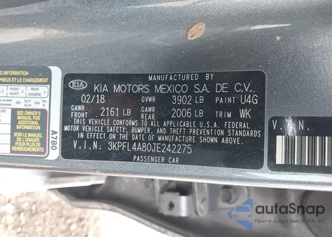 2018 Kia Forte Ex from USA, damaged, VIN 3KPFL4A80JE242275